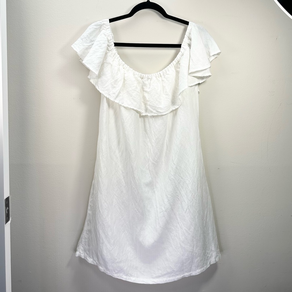 Tommy Bahama Linen Dye Off the Shoulder Dress, White, Medium - Picture 4 of 16